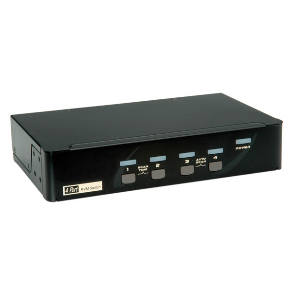 ROLINE 4-Port DP KVM-Switch – 2560 × 1600, USB 2.0-Hub, 7.1 Audio, Desktop