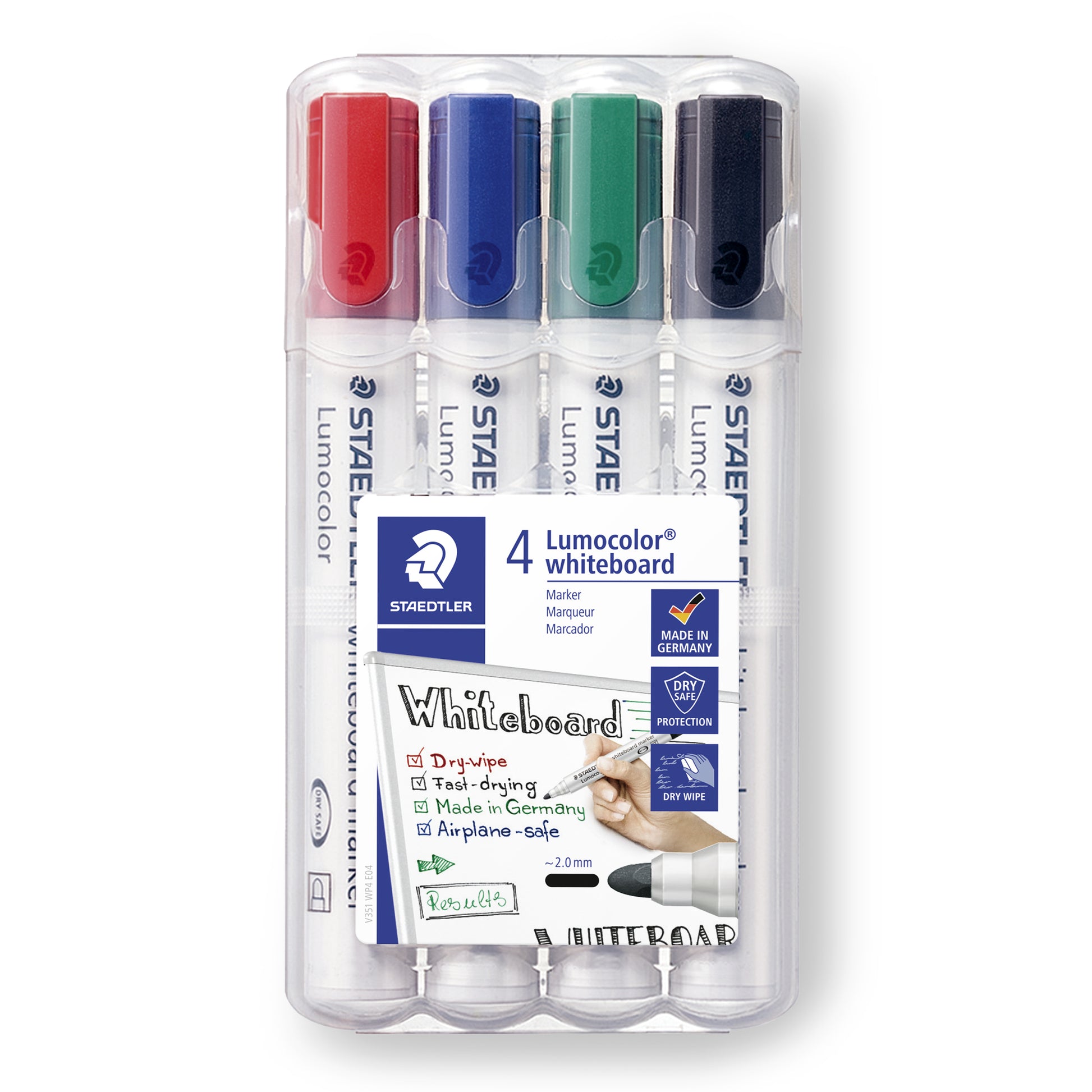 Staedtler Whiteboard-Marker – 4 Stk., trocken abwischbar, nachfüllbar – für Whiteboards, Glas und Porzellan