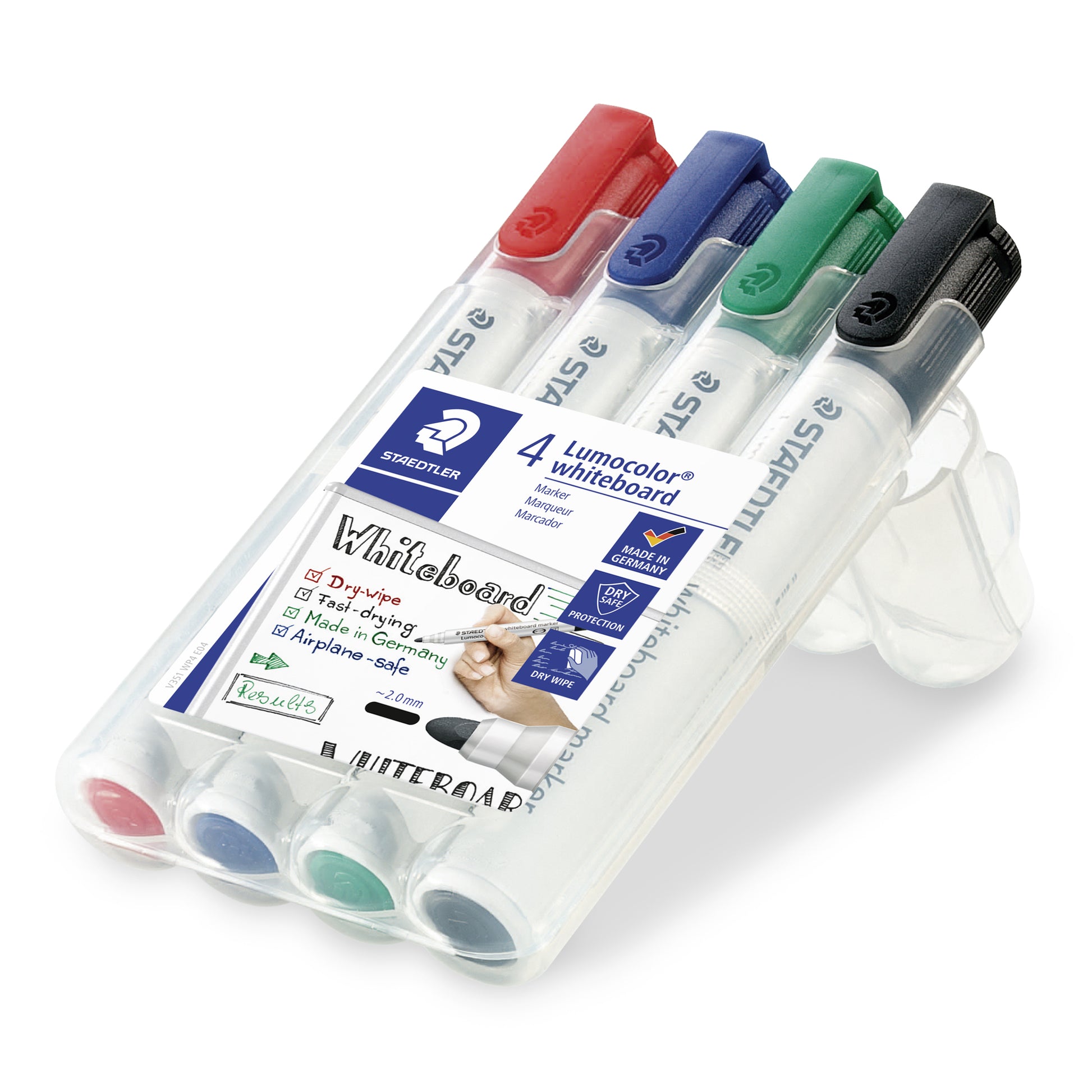 Staedtler Whiteboard-Marker – 4 Stk., trocken abwischbar, nachfüllbar – für Whiteboards, Glas und Porzellan