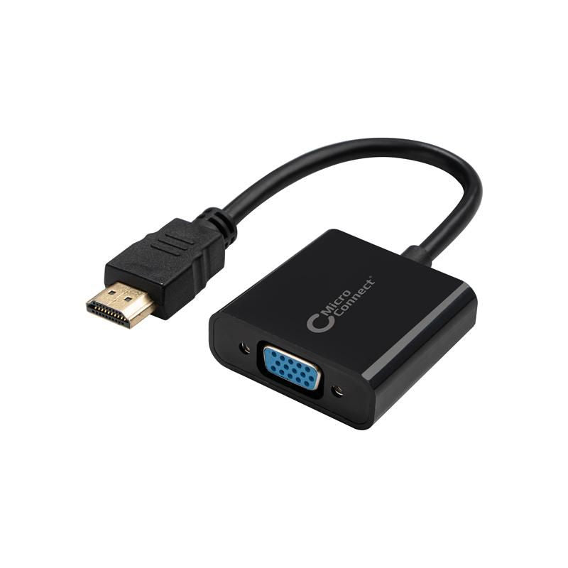 Microconnect HDMVGA1B Adapter HDMI zu VGA – 1920 × 1080 @ 60 Hz, 0,15 m, HDMI 1.1, vergoldete Kontakte