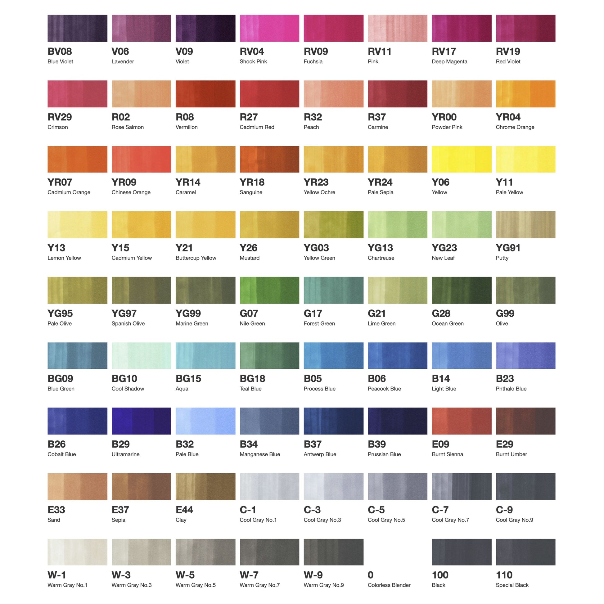 Copic Permanent Marker – Verschiedene Farben, 72 Stück
