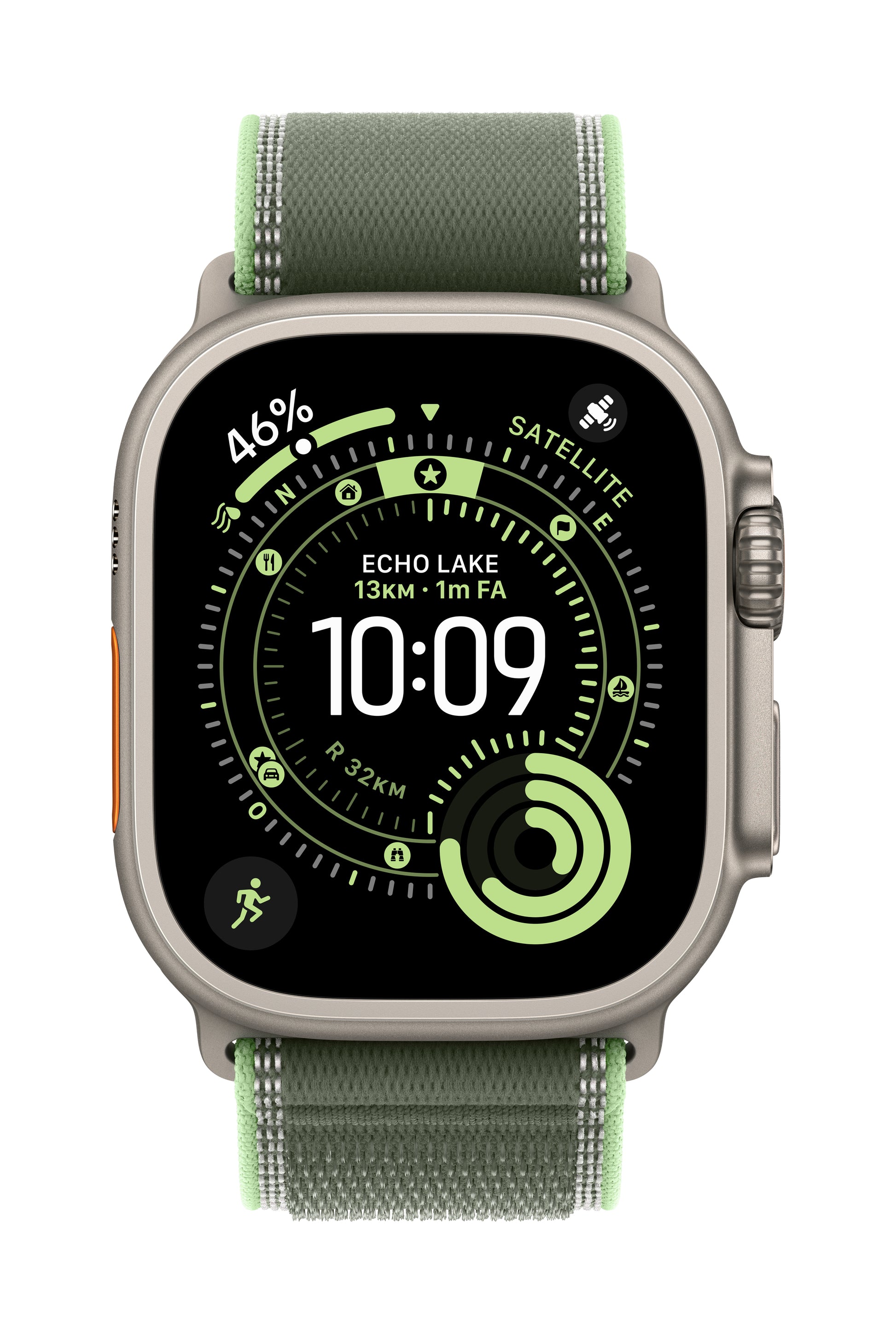 Apple Trail Loop – Titan Natur, Grün, M/L, für Apple Watch