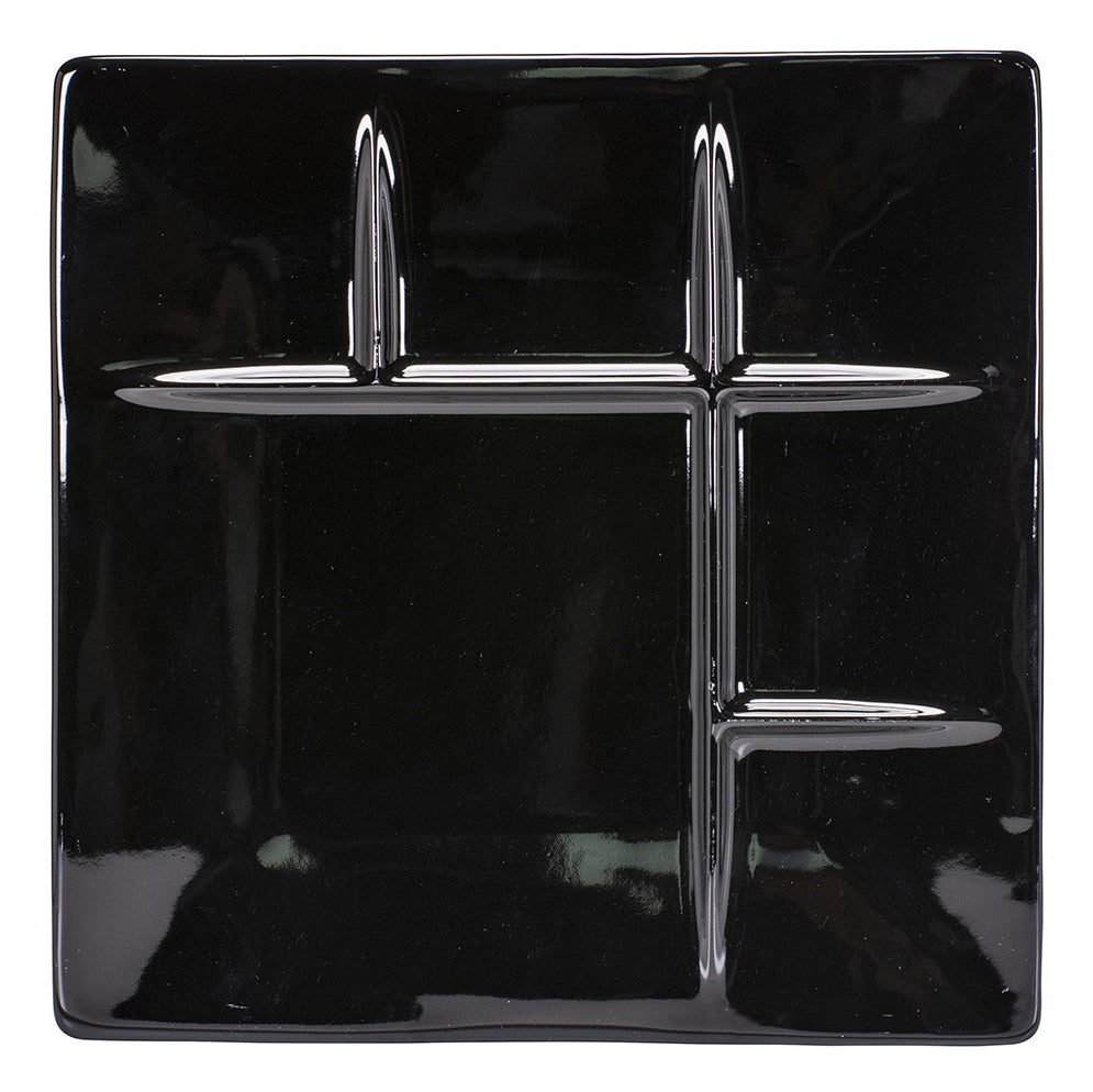 Kadastar Fleischfondue-Teller – 6er Set, 26 × 26 cm, Porzellan, Schwarz