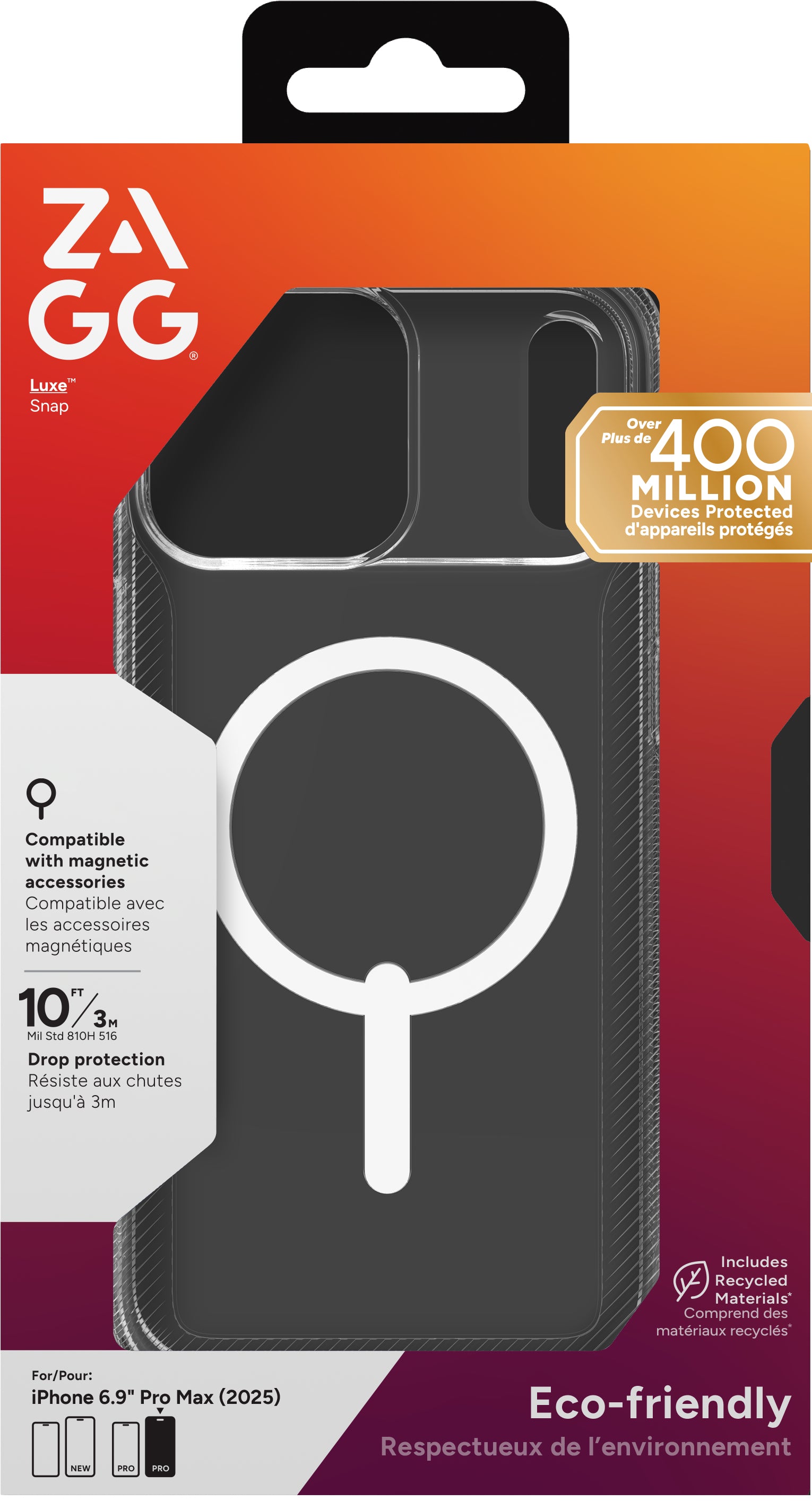ZAGG Luxe Snap Backcover – für Apple iPhone 17 Pro Max, MagSafe, Graphen, Transparent, bis 3 m sturzsicher