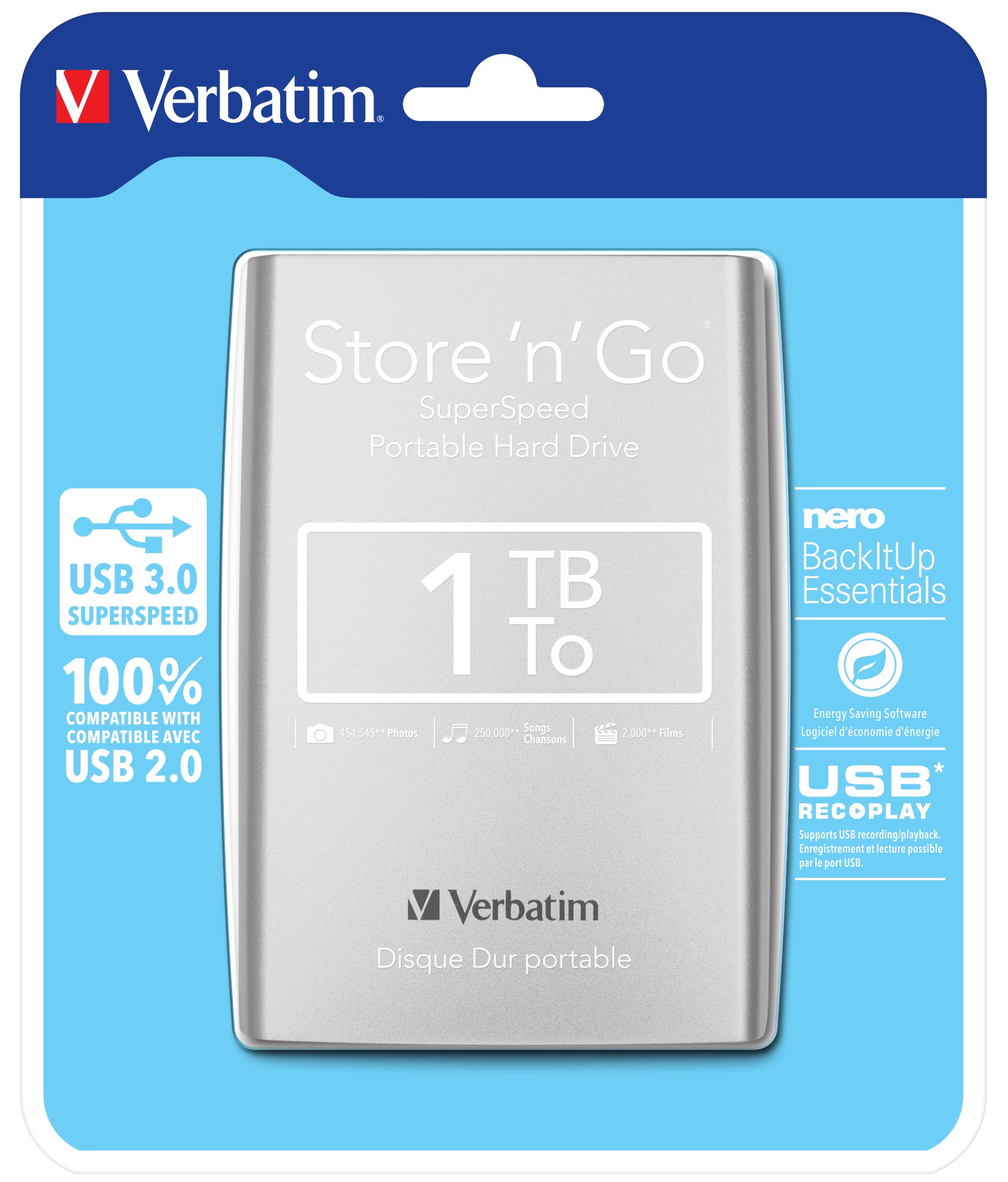 Verbatim Store 'n' Go Externe Festplatte – 2,5", USB 3.2 Gen 1 (Micro-USB B)