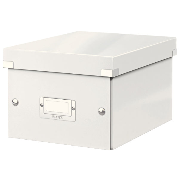 Leitz Click&Store Aufbewahrungsbox A5 – mit Deckel, mit Tragegriff, Beschriftungs-Etikette, Weiss, Karton
