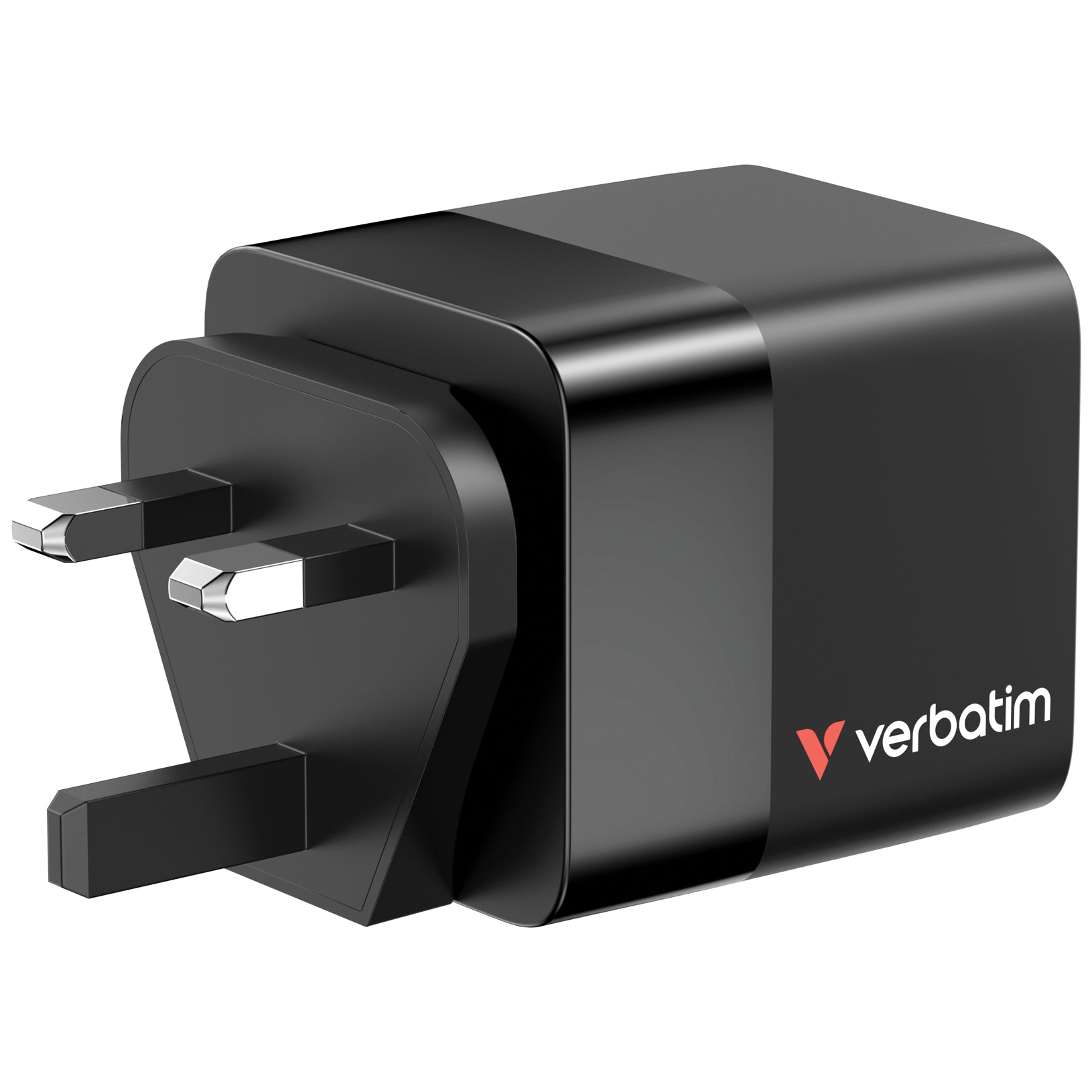 Verbatim GaN Ladegerät USB-Ladegerät 65 W – USB-C×1, USB-A×1 – PD, PPS, QC 3.0, GaN – EU/UK/US Adapter – Schwarz