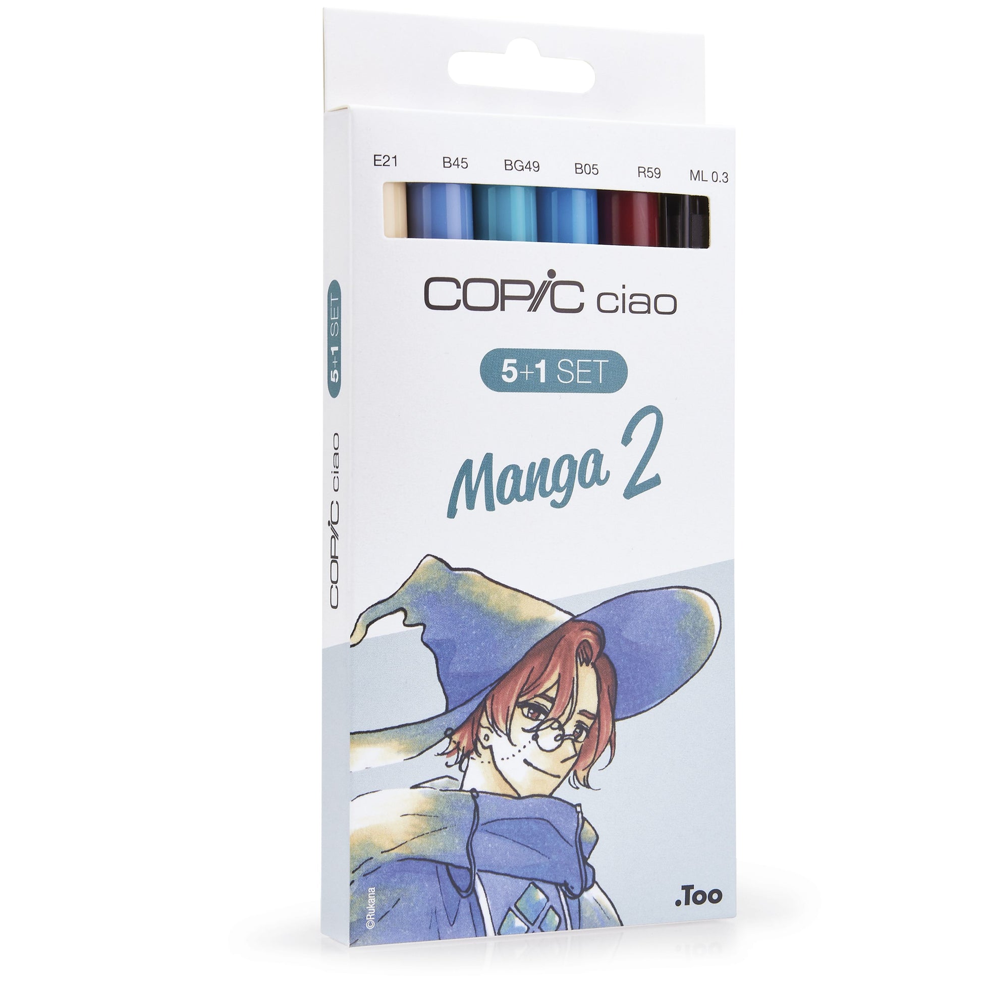 Copic Ciao Permanentmarker – Doppeltspitze (Keilspitze, Bürstenspitze) – Manga 2, 6er-Set