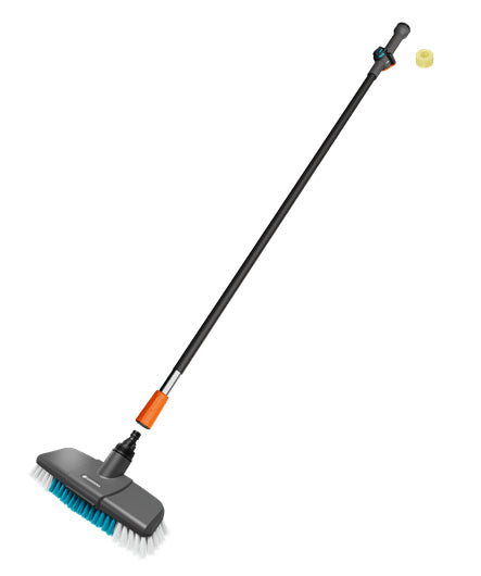 Gardena Besen Cleansystem Wasch-Set – 27 cm Wischbreite, Teleskopstiel 101 cm, Kunststoff, Grün/Grau/Orange