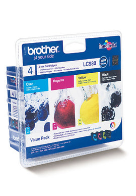 Brother LC-980 Tintenpatronen-Multipack, Schwarz/Cyan/Magenta/Gelb (Original)