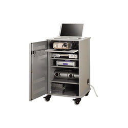 Nobo Multimedia-Schrankwagen, 4 Böden, abschliessbare Türen, 570×600×950 mm, Grau/Silber