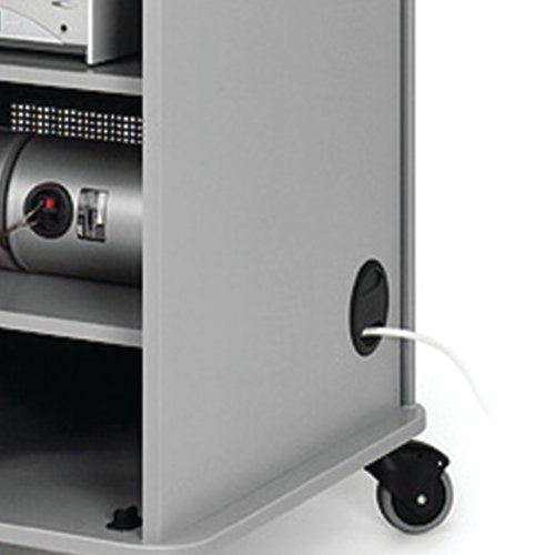 Nobo Multimedia-Schrankwagen, 4 Böden, abschliessbare Türen, 570×600×950 mm, Grau/Silber