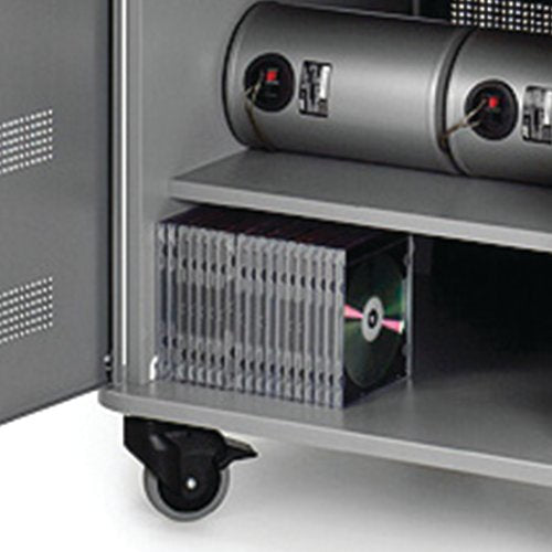 Nobo Multimedia-Schrankwagen, 4 Böden, abschliessbare Türen, 570×600×950 mm, Grau/Silber