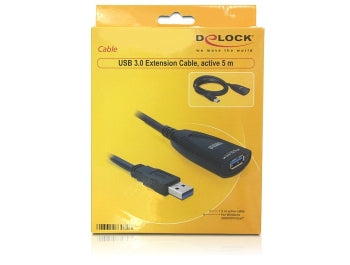 DeLOCK USB-A Verlängerungskabel (Stecker auf Buchse) – USB 3.2 Gen 1 (5 Gbit/s) – 5 m – Aktiv – Schwarz