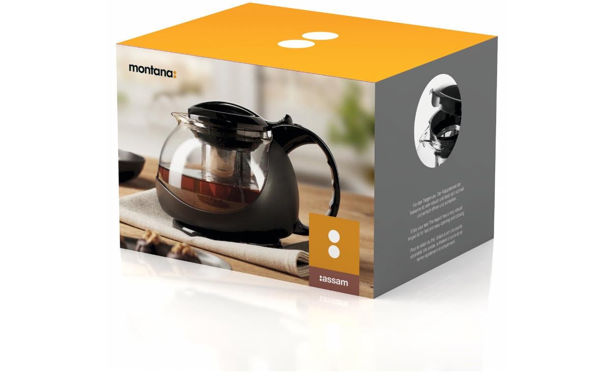 Montana Teekanne Assam – 1 l, 18,5 × 14,5 × 13,0 cm, Glas, mit Edelstahlfilter
