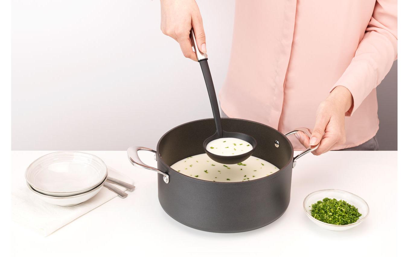 Brabantia Schöpflöffel 33,5 cm, Kunststoff, Schwarz/Silber, Spülmaschinenfest