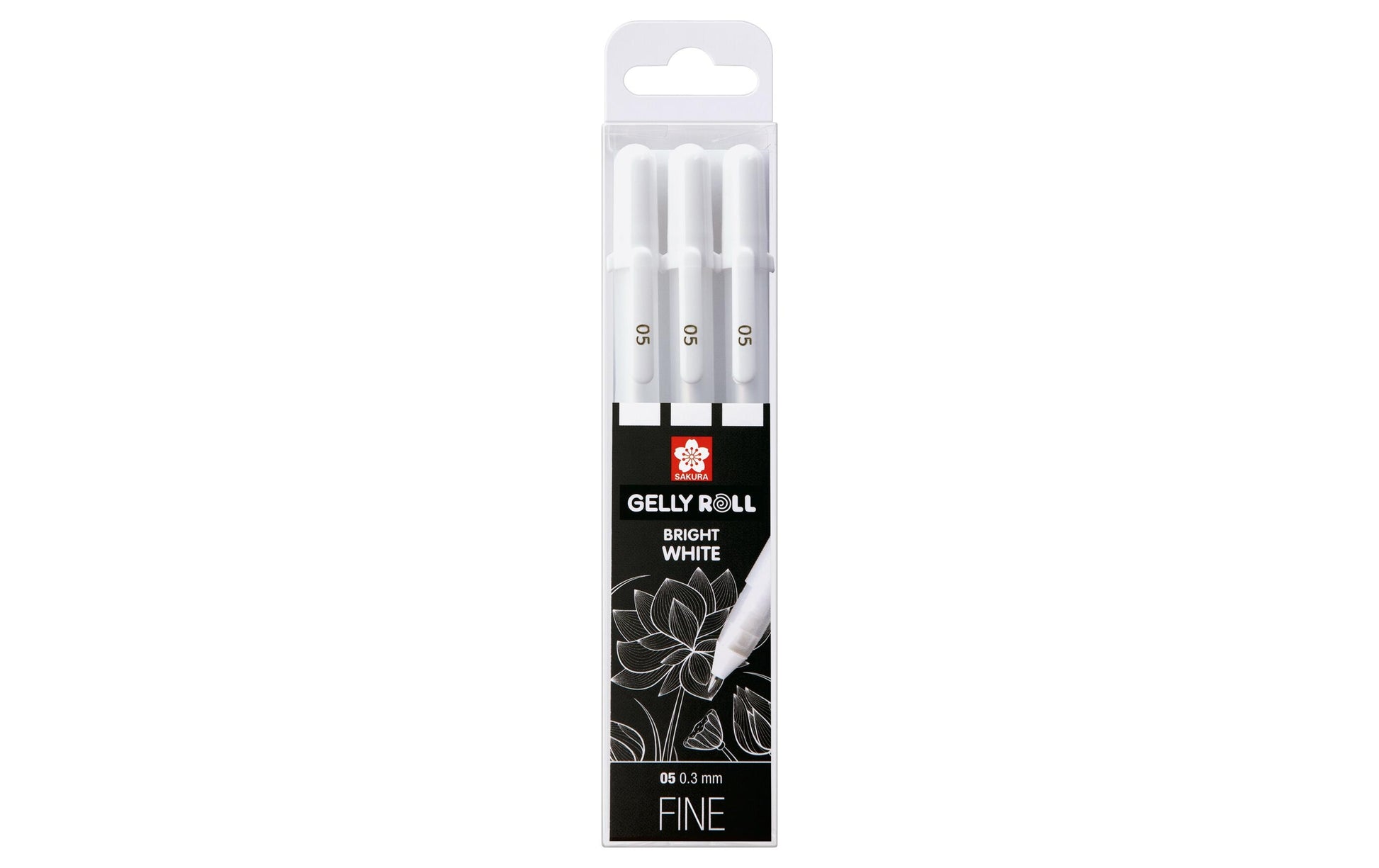 Sakura Gelly Roll Gelschreiber, Kappe – Weiss, Spitze 0,5 mm, deckend, pigmentiert, 3er-Set