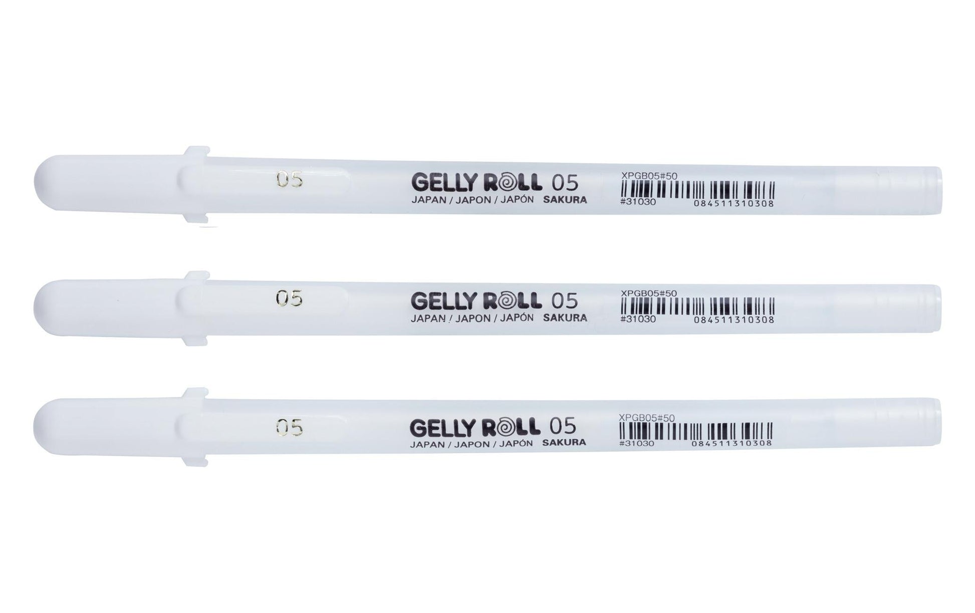 Sakura Gelly Roll Gelschreiber, Kappe – Weiss, Spitze 0,5 mm, deckend, pigmentiert, 3er-Set
