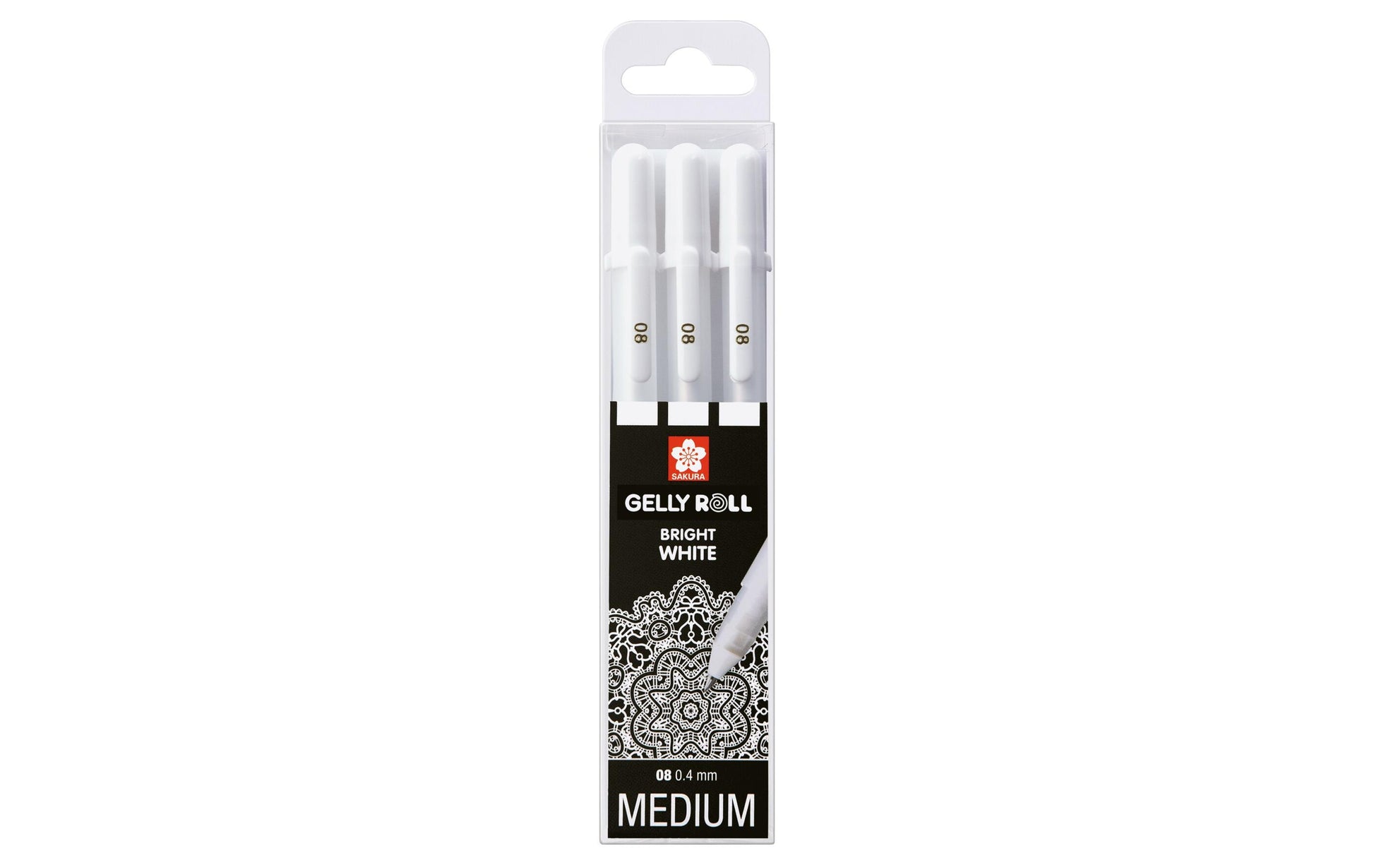 Sakura Gelly Roll Gelschreiber, Kappe – Weiss, Spitze 0,4 mm, 3er-Set