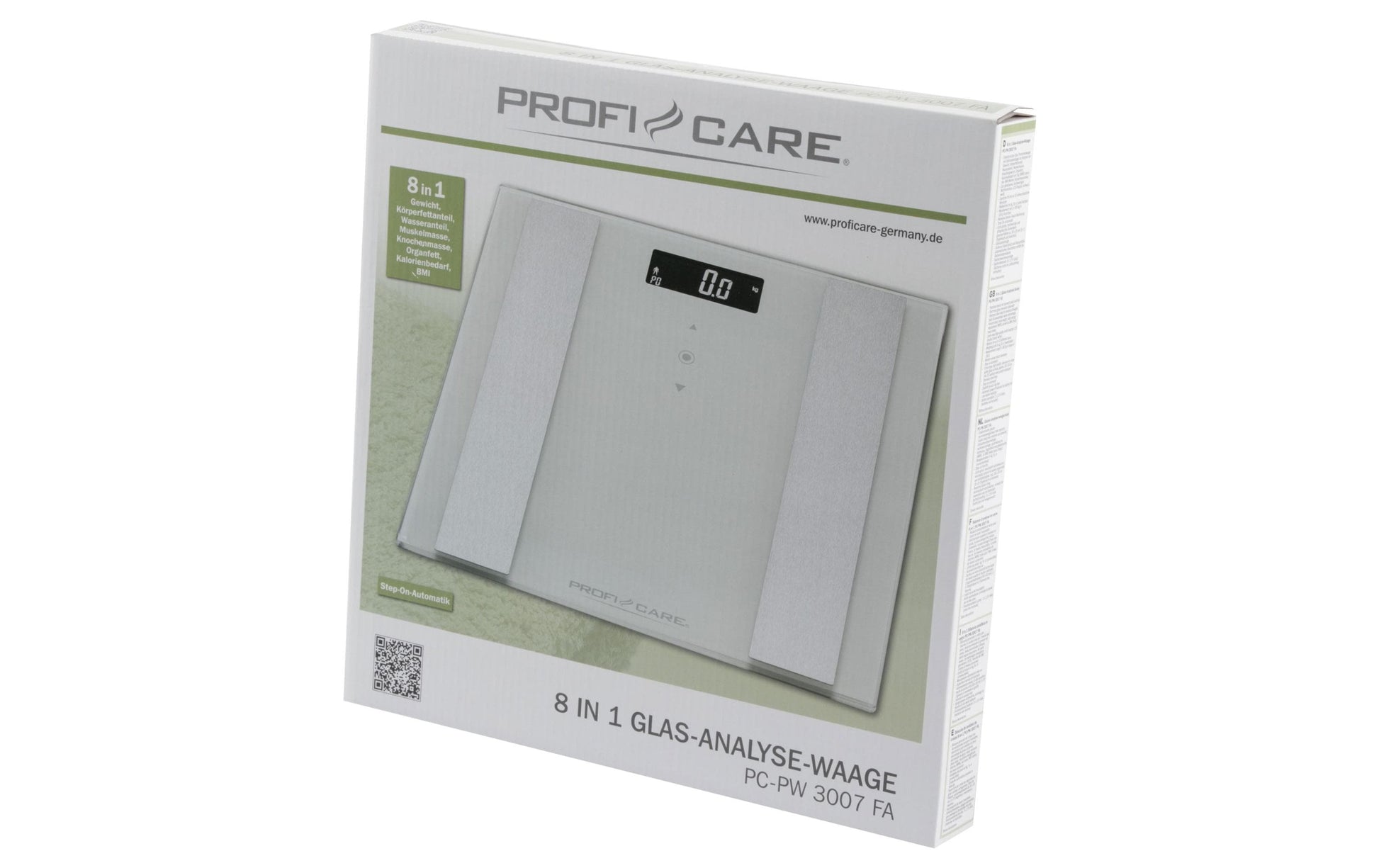 ProfiCare Analysewaage PW3007 – Körperfett-Analyse – Glas – 180 kg
