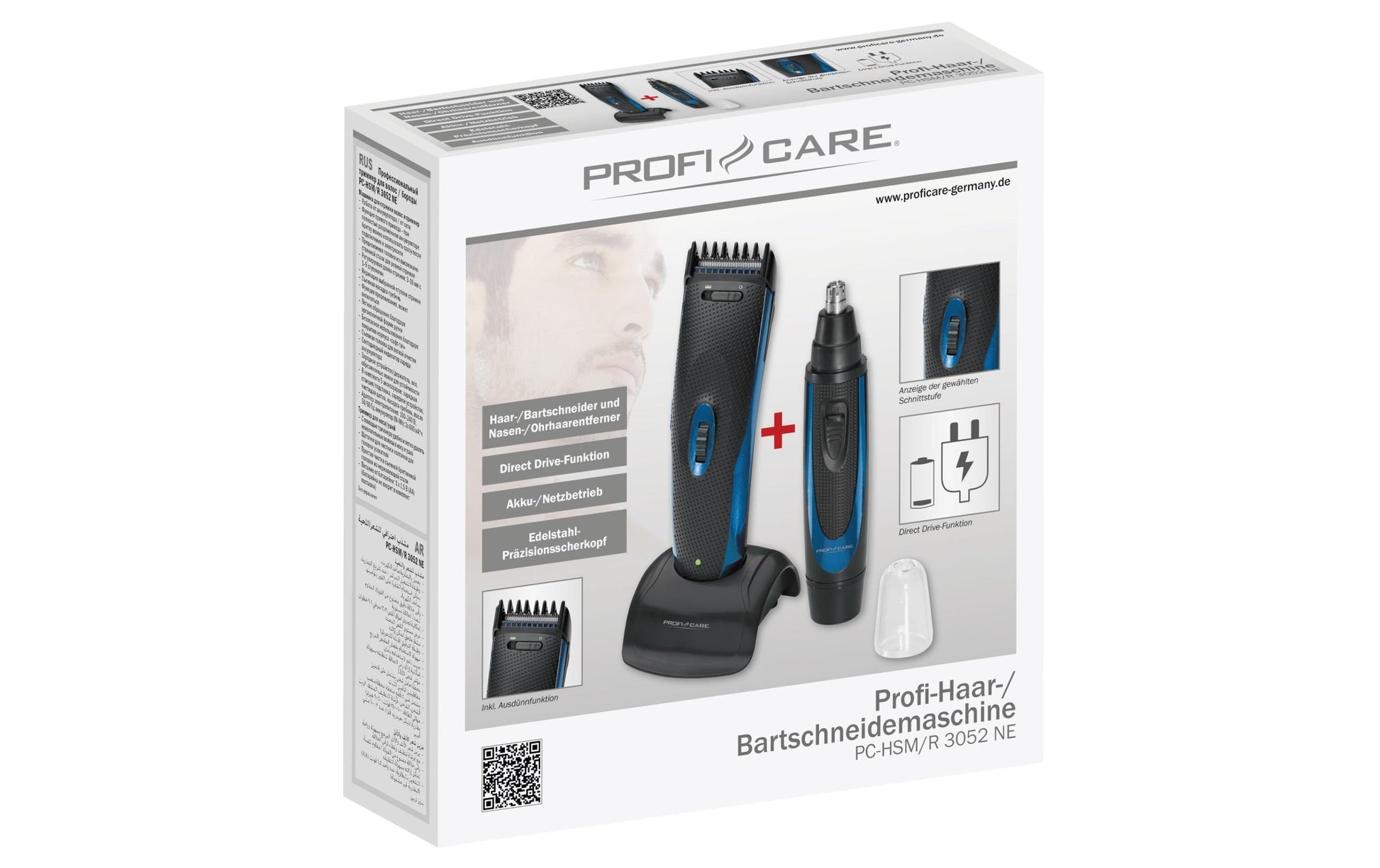 ProfiCare Bart- & Haarschneider – Akku, 3–16 mm, 9 Schnittstufen – Schwarz/Blau