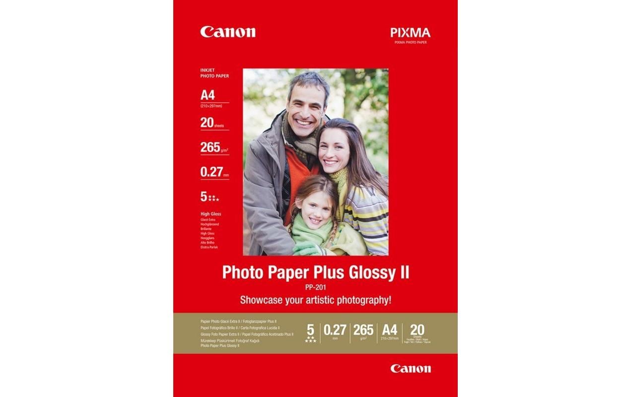 Canon Plus PP-201 Fotopapier – hochglänzend, A4, 265 g/m², 20 Blätter, einseitig – für Inkjet-Drucker