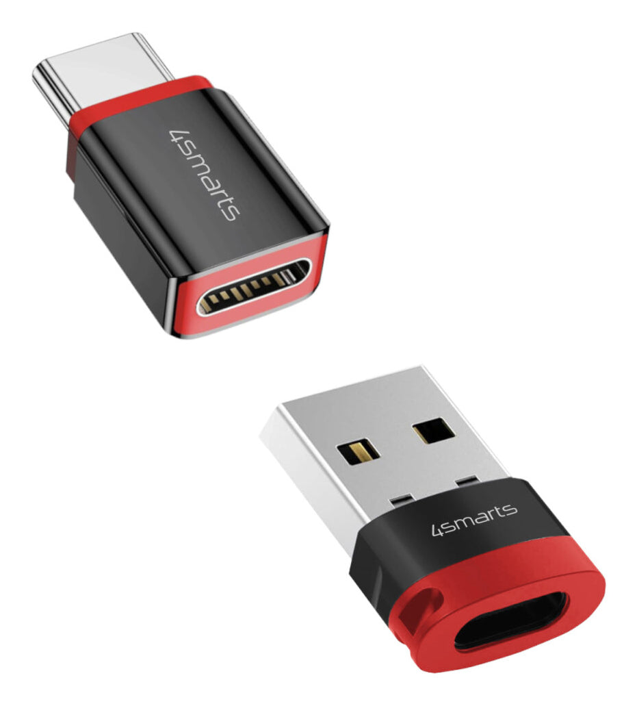 4smarts 541615 Adapter USB-A zu USB-C – Datenblocker, USB 2.0 (480 Mbit/s), 2 Stück, Schwarz
