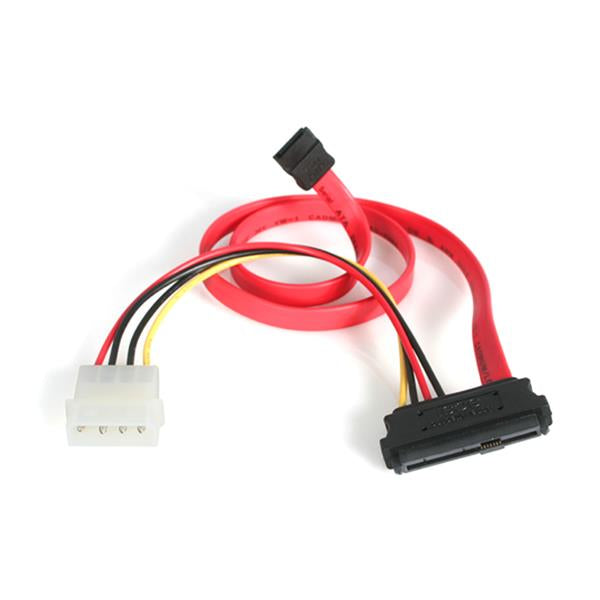 StarTech.com SAS 29-Pin zu SATA 15-Pin + LP4 Kabel – 0,457 m – Rot