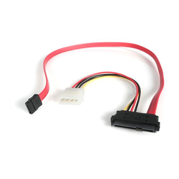 StarTech.com SAS 29-Pin zu SATA 15-Pin + LP4 Kabel – 0,457 m – Rot