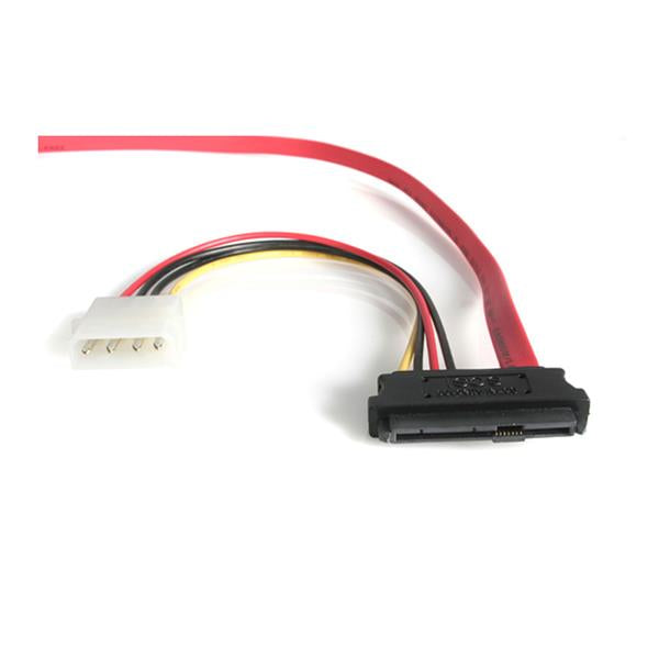 StarTech.com SAS 29-Pin zu SATA 15-Pin + LP4 Kabel – 0,457 m – Rot