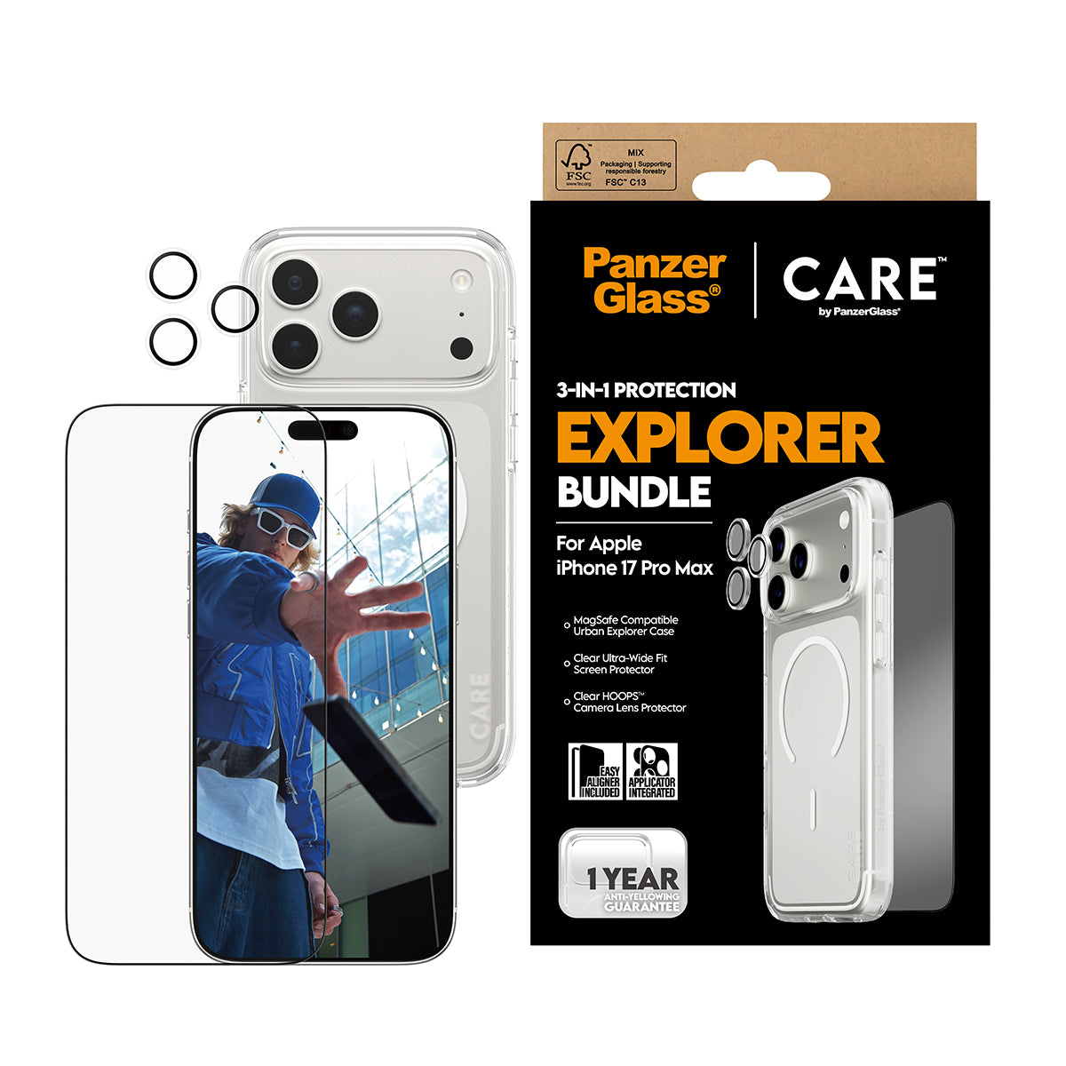 PanzerGlass Backcover – für Apple iPhone 17 Pro Max – transparent – MagSafe kompatibel