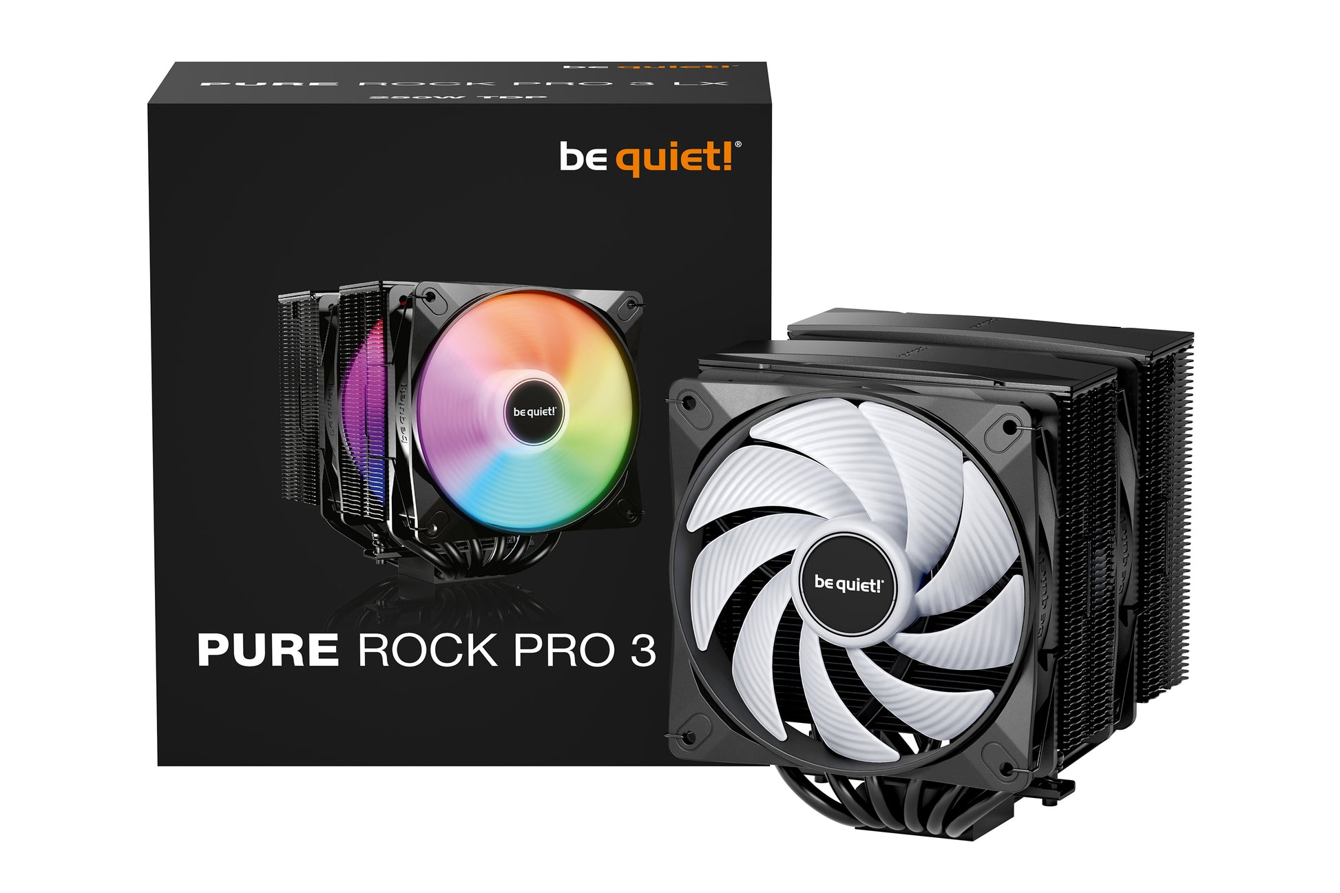 be quiet! be quiet Pure Rock Pro 3 LX – CPU-Kühler – 2×120 mm, 250 W TDP, RGB, 155 mm, Schwarz