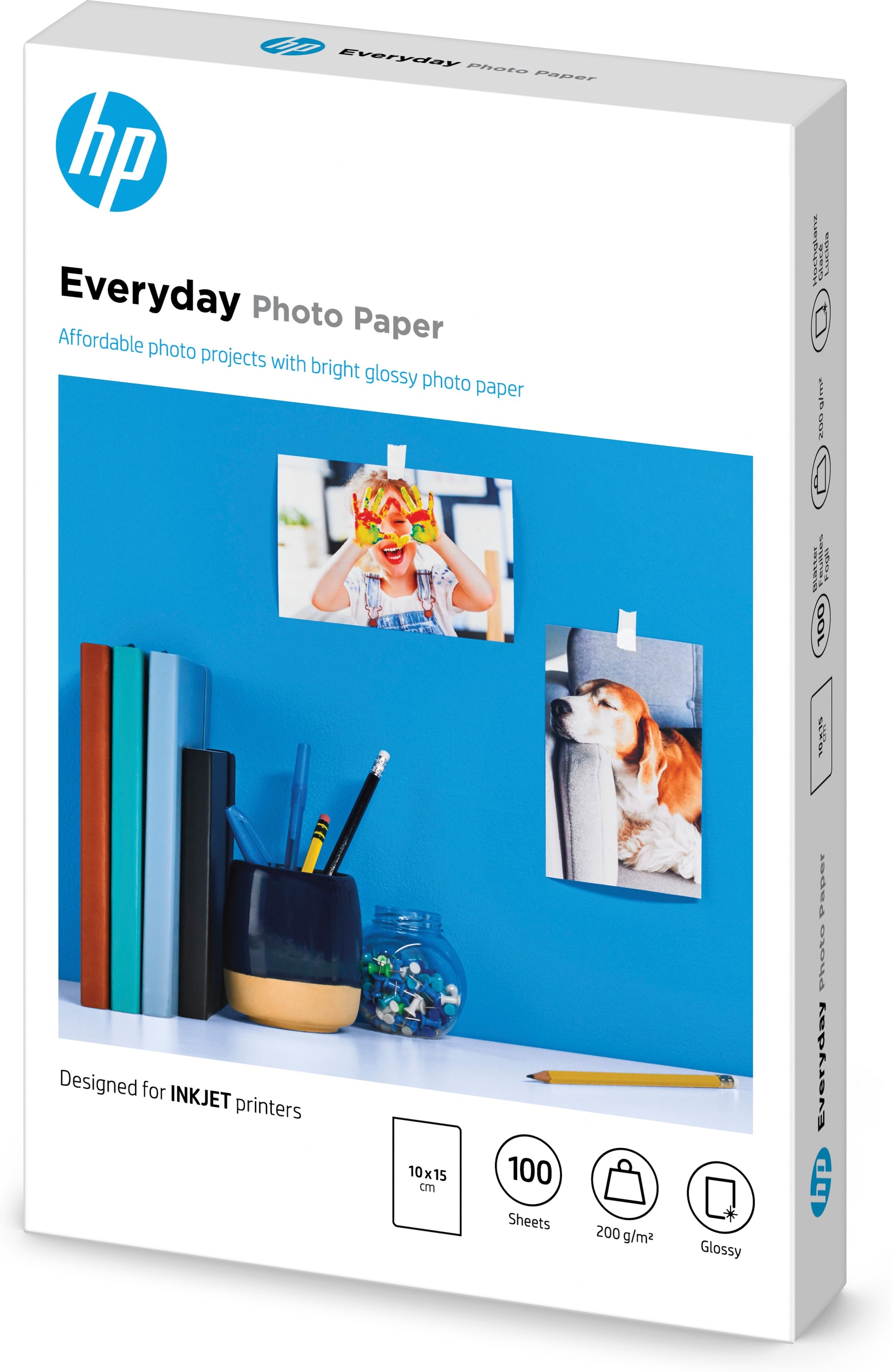 HP Fotopapier – glänzend, 100 × 150 mm, 200 g/m², 100 Blatt – für Inkjet-Drucker