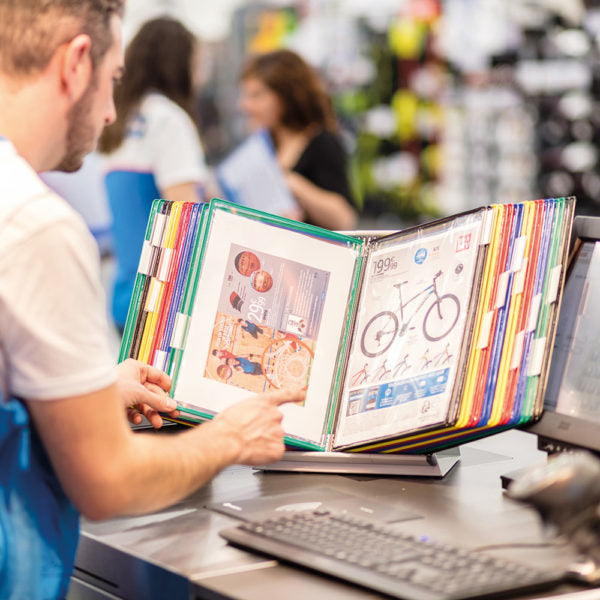 Tarifold Stehsammler – für Format A4, Metall, mehrfarbig, mit 20 Display-Panels