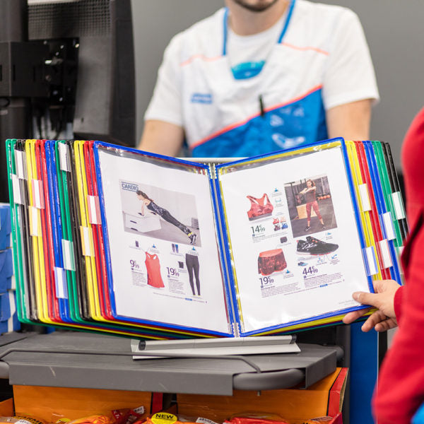 Tarifold Stehsammler – für Format A4, Metall, mehrfarbig, mit 20 Display-Panels
