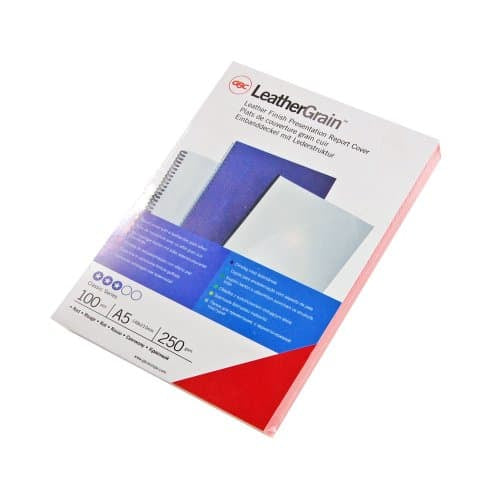 GBC LeatherGrain Umschlagdeckel – A5 – 250 g/m², Lederstruktur, matt, Karton, weiss – 100 Stk.