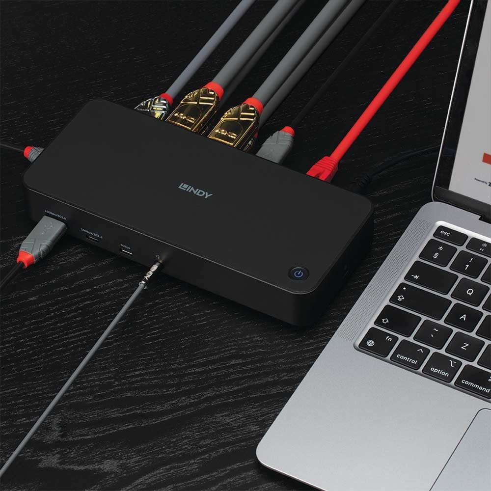 Lindy DST-Pro Dockingstation – USB-C, 2× DP, 3× HDMI, 3,5 mm Audio