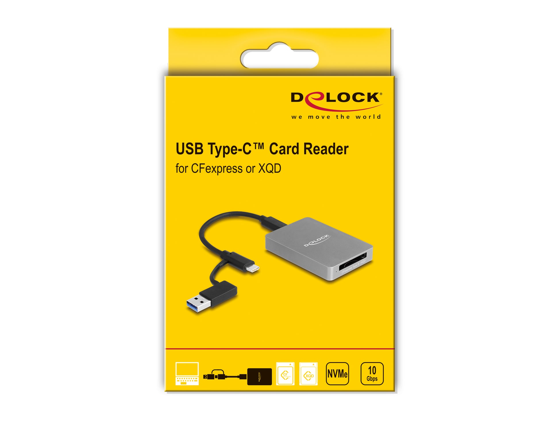 DeLOCK USB-C Kartenleser – CFexpress Typ B, XQD – USB-C 3.2 Gen 2, 10 Gbit/s