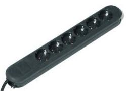 Bachmann Steckdosenleiste – 6×Schuko (Typ E/F), 3 m, 16 A/3680 W, Schwarz