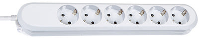 Bachmann Steckdosenleiste, 6×T13, ohne Schalter, 5 m, Eingang Schutzkontakt-Winkelstecker – weiss
