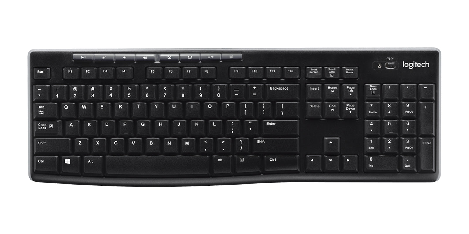 Logitech K270 – Tastatur – 2,4 GHz USB‑A (Unifying-Empfänger) – QWERTY (US‑INT) – Schwarz