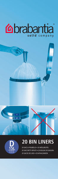 Brabantia Kehrichtsack für PerfectFit – 15 l, mit Zugband, PE, 240 Stk