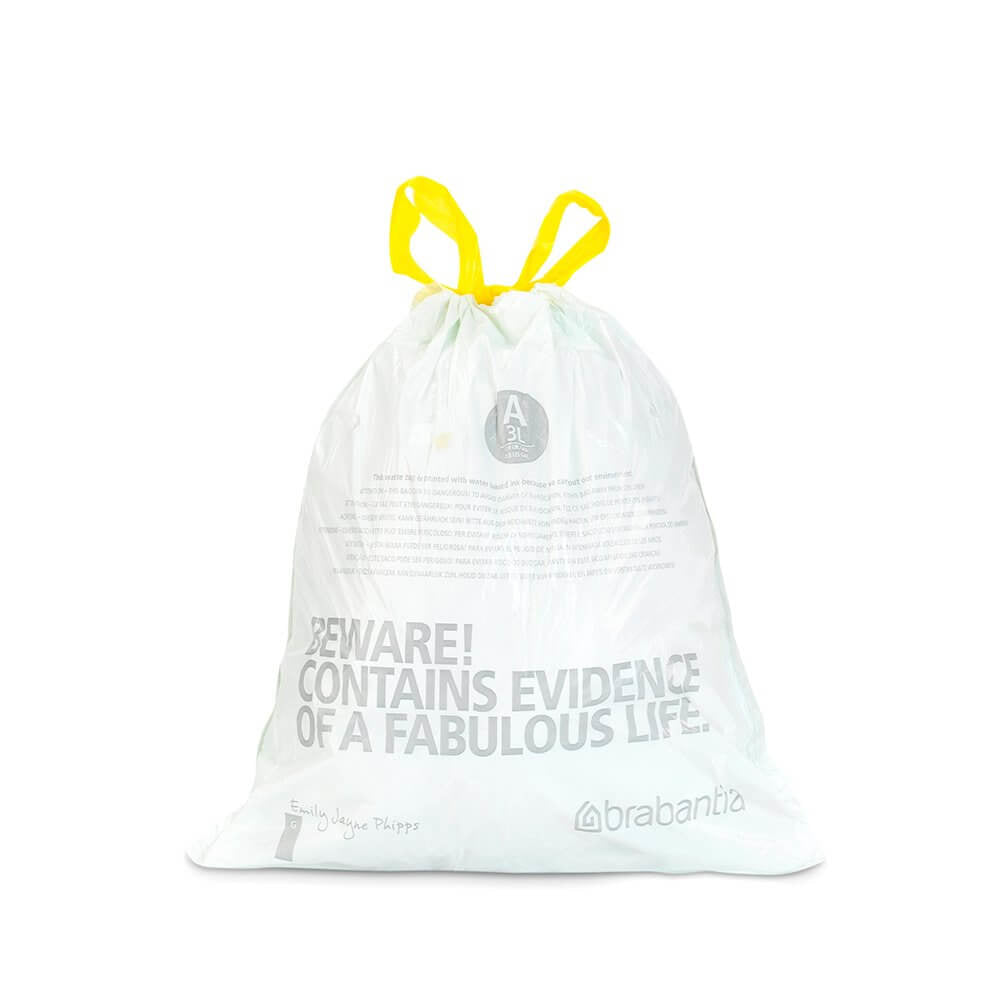 Brabantia Kehrichtsack für PerfectFit A – 3 l, mit Zugband, PE, weiss, 270 × 290 mm, 20 Stk