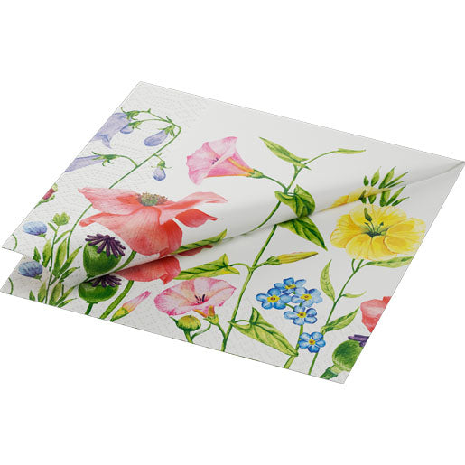 Duni Servietten Flowy Meadow – 33 × 33 cm, 3-lagig, Seidenpapier, mehrfarbig, 250 Stk.