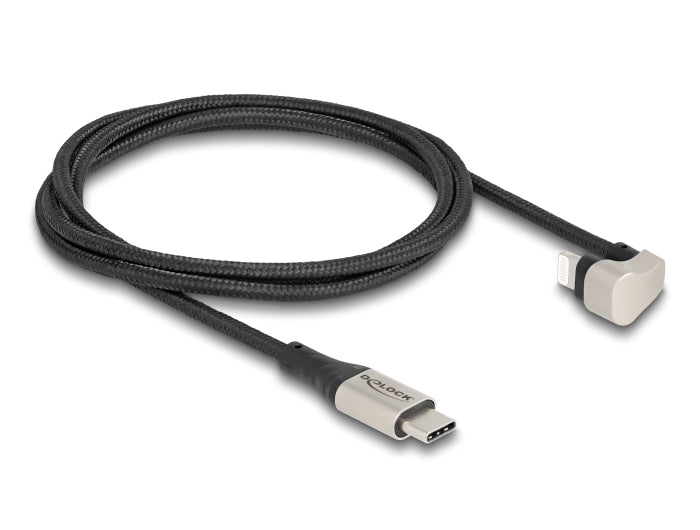 DeLOCK Daten- & Ladekabel – USB-C auf Lightning 1 m, MFi zertifiziert, 27 W, abgewinkelt – für iPhone/iPad