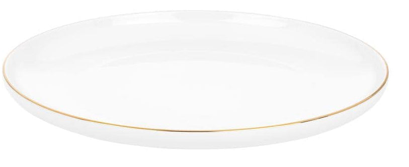 Furber. Furber Speiseteller – 6er Set, Ø 21 cm, Knochenporzellan, Weiss/Gold, spülmaschinenfest