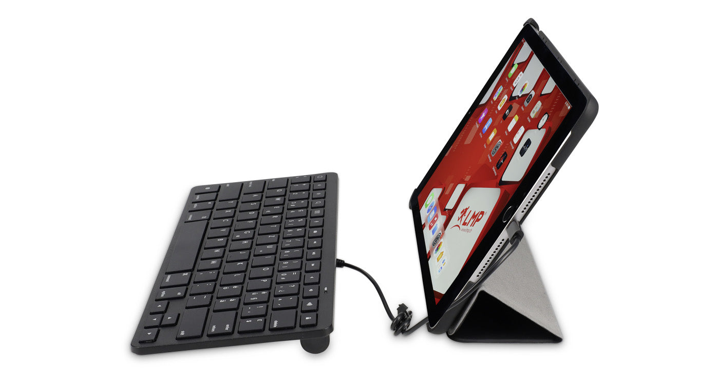 LMP Lightning KB – Tastatur, kabelgebunden (Lightning), CH-Layout (DE-CH), Scherenmechanik, Schwarz – für iPadOS & iOS