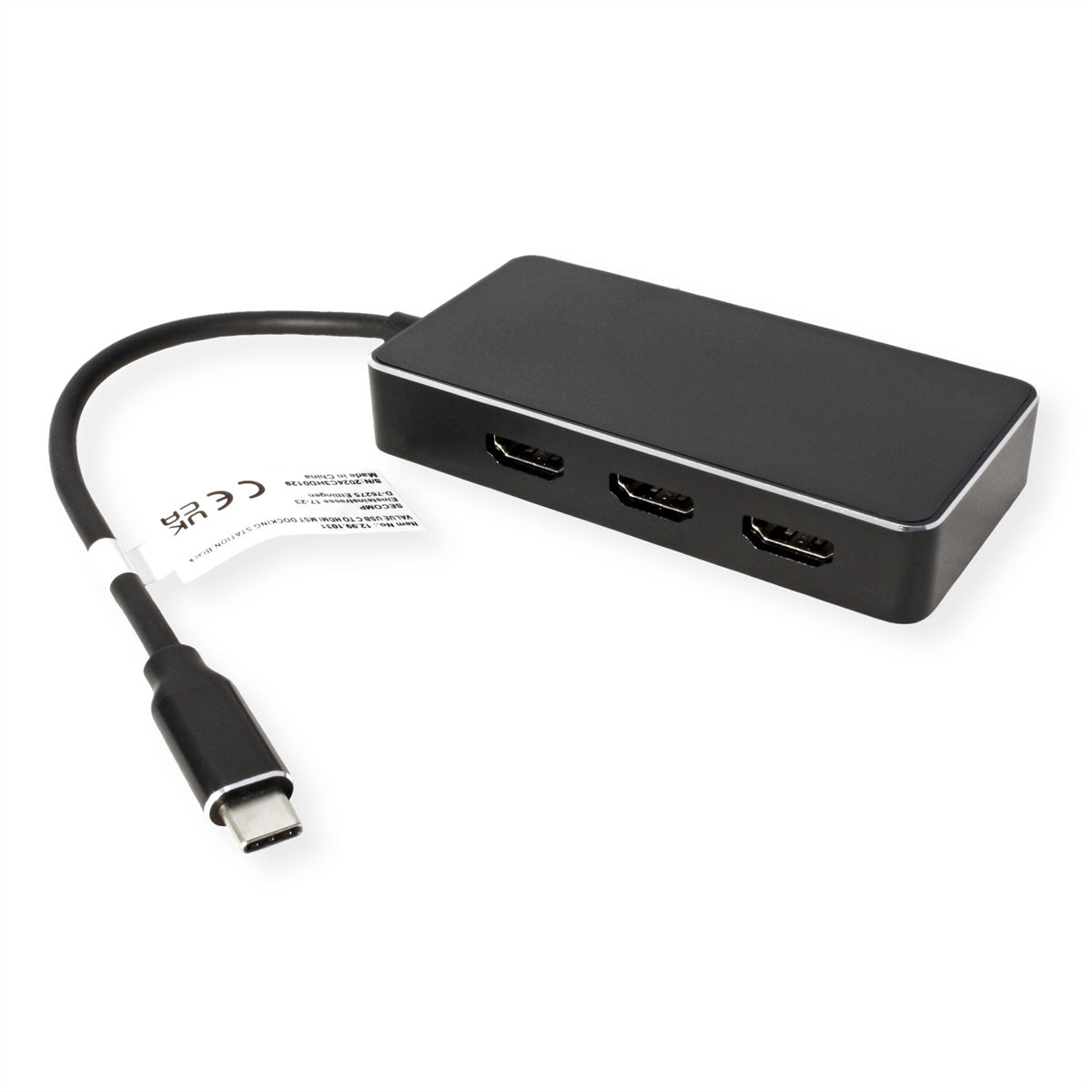 VALUE Multi-Monitor-Adapter USB-C zu 3× HDMI – 4K @ 60 Hz, 0,1 m, für Geräte mit USB-C (DisplayPort Alt Mode)