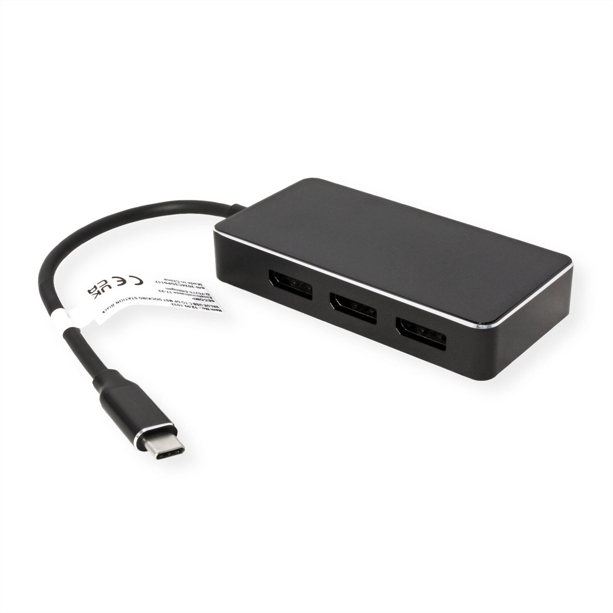 VALUE USB-C zu 3× DisplayPort Adapter – 4K (3840 × 2160) @ 60 Hz, 10 cm, DP Alt Mode, für Geräte mit USB-C