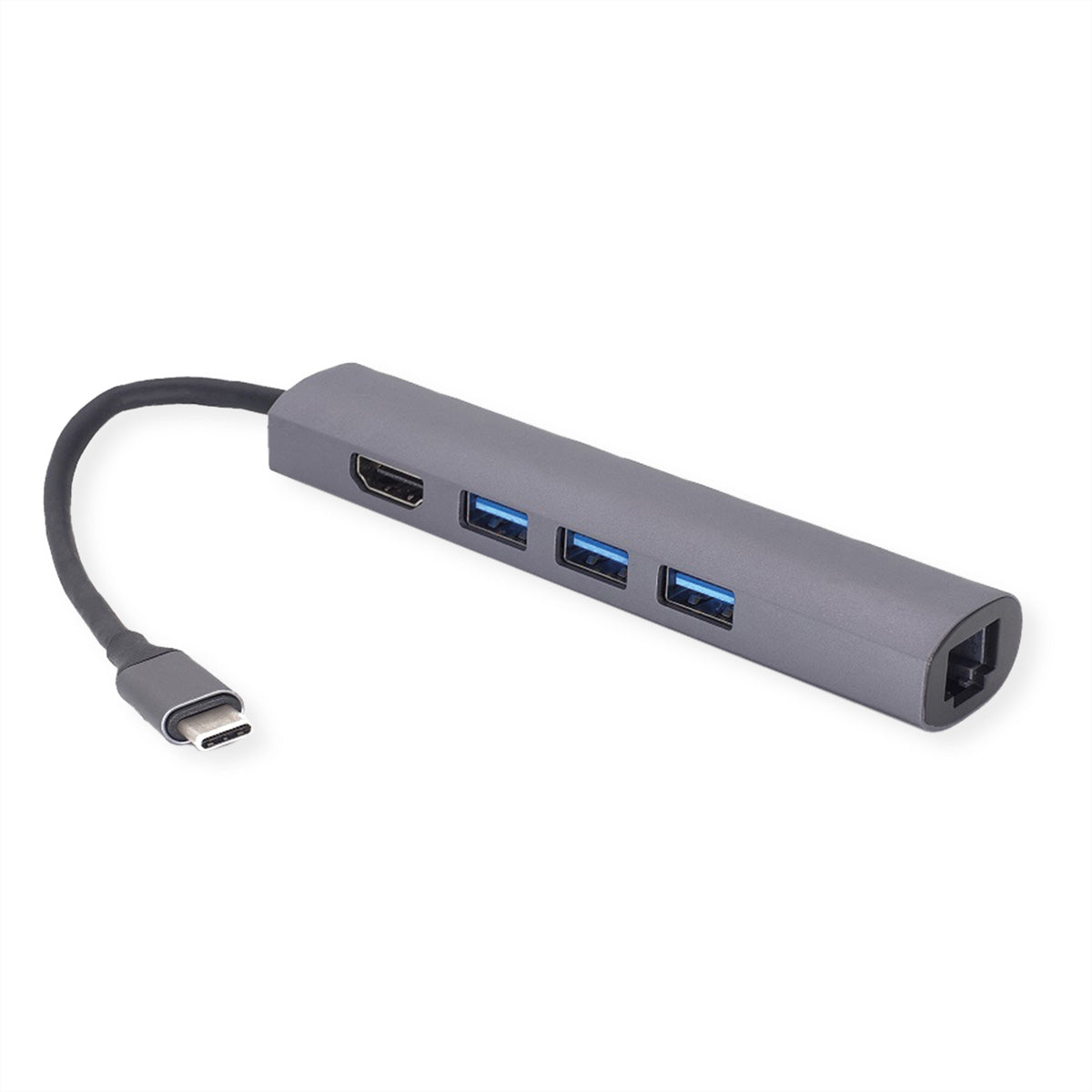 VALUE Dockingstation – USB-C, 1× HDMI, 3× USB-A, GbE, für MacBook/Notebook/Ultrabook